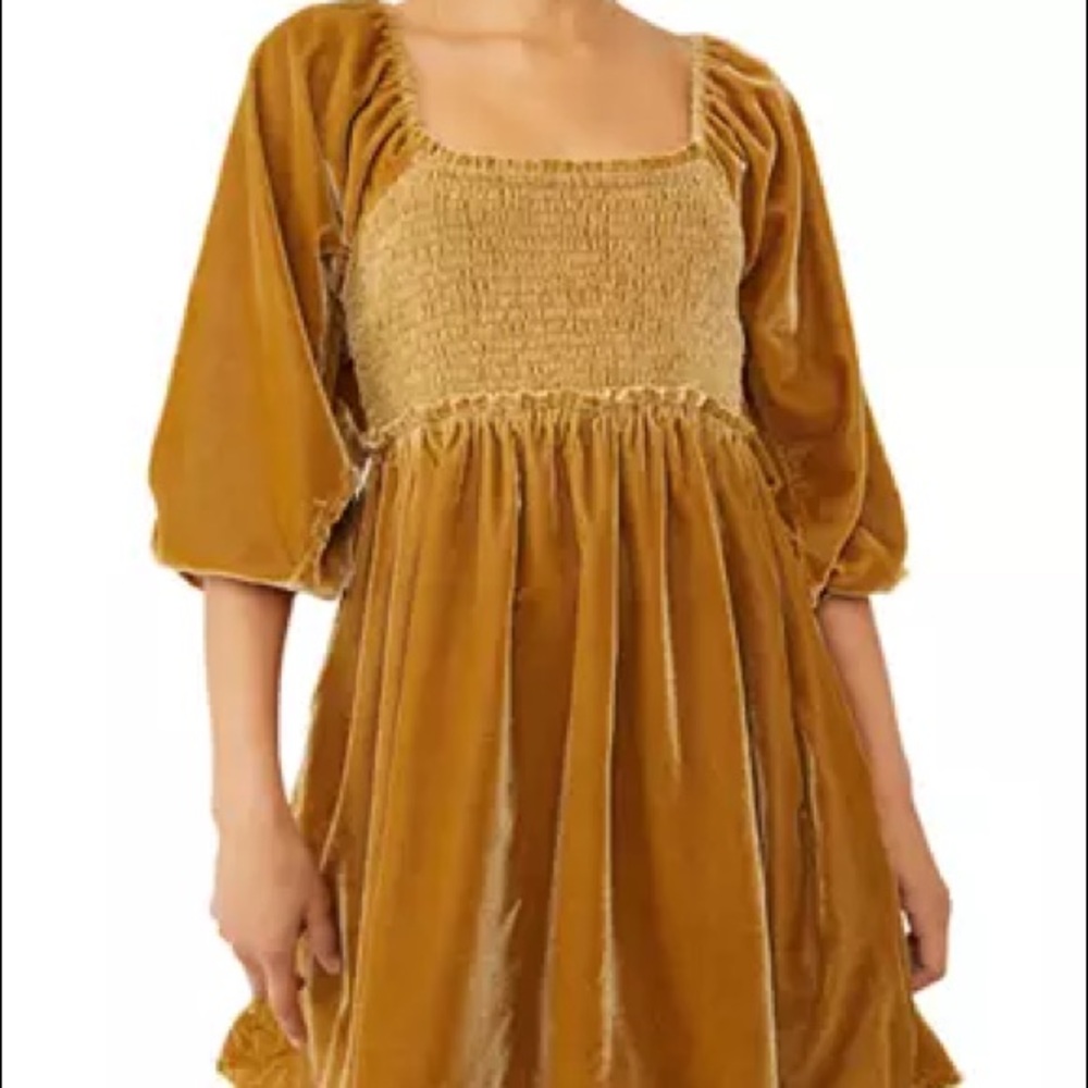 Free People Daphne velvet Dress in Olive Bitters